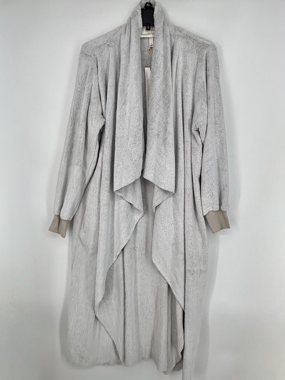 Berkshire Homewear Womens Large Open Front Robe Cardigan Lounge Wear Gray Fleece
